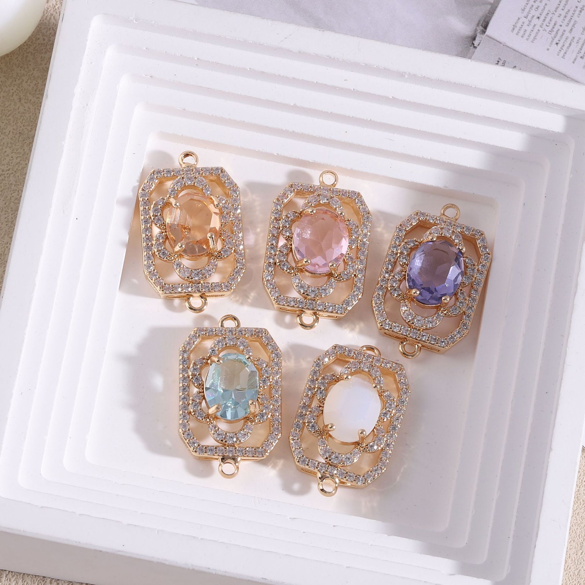 10 шт./пакет, прямоугольный цв – обзор и цена Diamond Stud Earrings